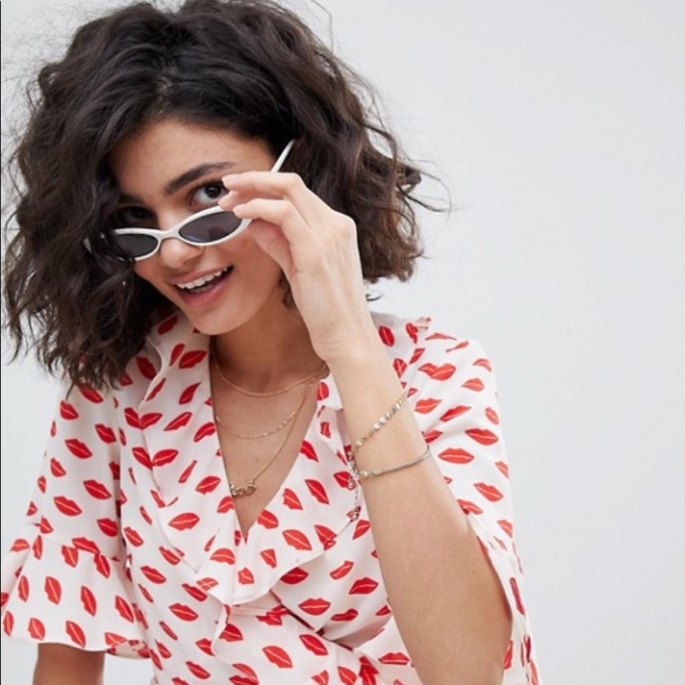 Tiny white cat eye sunglasses